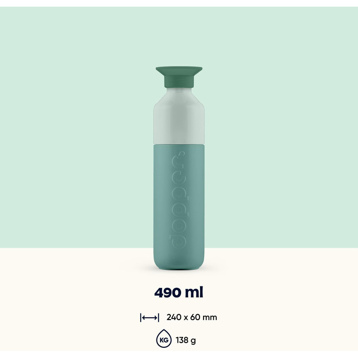 Сталева пляшка для води Dopper із нержавіючої сталі 18/8, герметична, BPA-free, Canopy Green