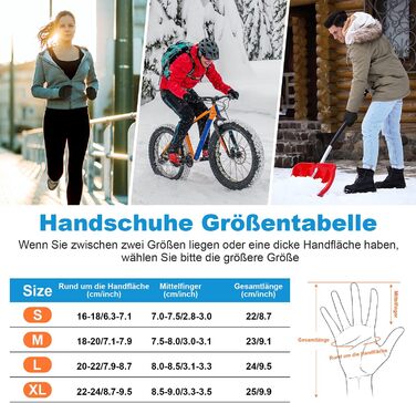 Велосипедні рукавички Anqier для чоловіків та жінок, зимові, з підтримкою сенсорного екрану, неслизькі, теплі, вітронепроникні для їзди на велосипеді, бігу, катання на лижах та водіння автомобіля