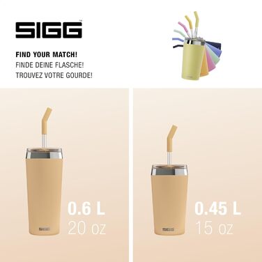 Термочашка SIGG Travel Mug Helia 0,45 л Muted Peach з багаторазовою скляною трубочкою та щіткою, герметична, BPA-free, нержавіюча сталь 18/8