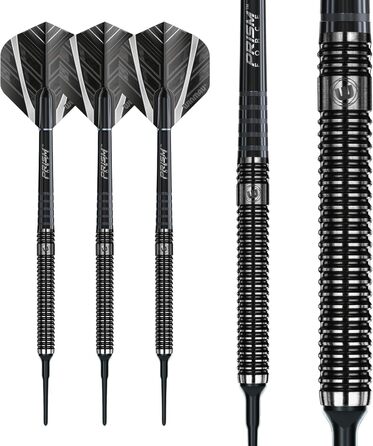 Дротики Winmau Blackout 90% вольфрам, м'який наконечник, рівний рифлений ствол