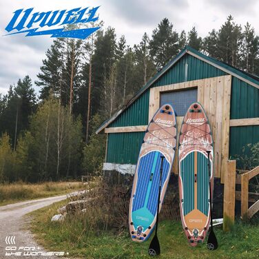 SUP дошка Upwell 350x89 см з сидінням, надувна для дорослих та підлітків, Cypress Blue. Комплект: рюкзак, весло, ліш, насос, плавники.