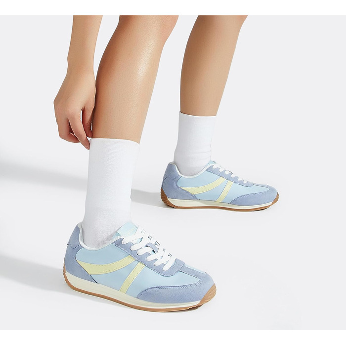 Жіночі ретро-кросівки LUCKY STEP: зручні повсякденні черевики 39 EU, синьо-жовті, з протиковзкою підошвою та дихаючою підкладкою