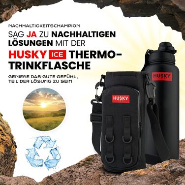 Термос пляшка HUSKY ICE 700 мл срібляста, нержавіюча сталь, подвійні стінки, термоізоляція, BPA-free, з сумкою, для спорту та outdoor
