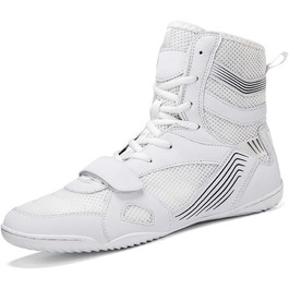 Жіночі боксерські черевики High Top для боротьби, кікбоксингу та єдиноборств. Легкі мережеві кросівки для фітнесу, 36 EU, білі