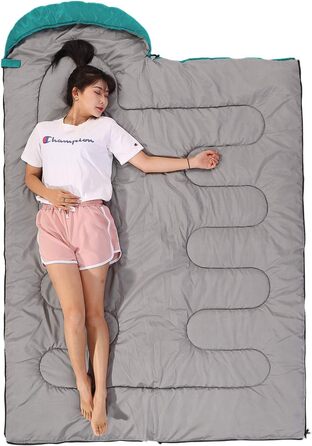 Спальний мішок SWTMERRY для 3-4 сезони (літо, весна, осінь, зима) – теплий та холодний клімат, легкий, для підлітків та дорослих, для походів, рюкзакових подорожей та кемпінгу. (Односпальний, смарагдовий)