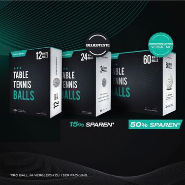 PRO SPIN тенісні м'ячі для настільного тенісу 3 зірки 40+ білі, ABS, для тренувань і змагань, комплект 60 шт.