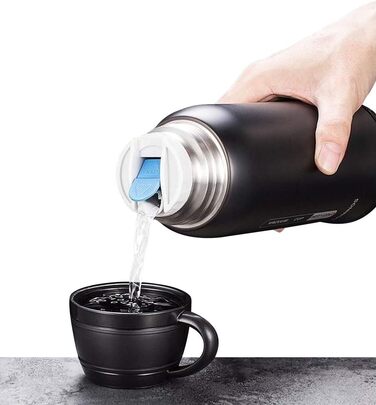 Термос-пляшка Y·J&H з нержавіючої сталі, 650 мл, подвійні стінки, без BPA, з кришкою-чашкою, для гарячих напоїв, для кемпінгу, шампанське золото