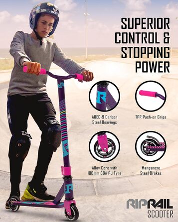 Дитячий трюковий самокат Riprail Matte Stunt Scooter для міста, від 6 років, фіолетовий