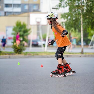 Дитячі ролики, ролики для хлопчиків та дівчаток, регульовані ролики для дітей 3-9 років, ролики з підсвіткою для початківців (червоні, розмір M (32-37))