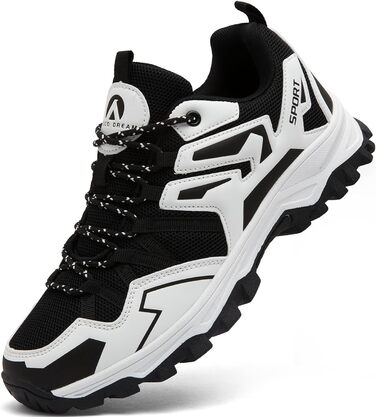 Чоловічі туристичні черевики для трекінгу та хайкінгу. Легкі Outdoor черевики для кемпінгу та трейлраннінгу (42 EU, Чорний/Білий)