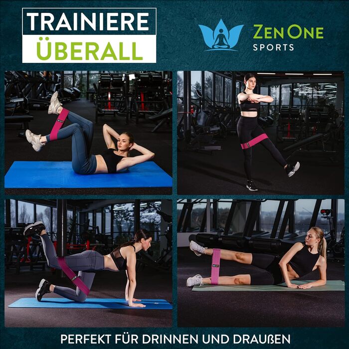 Гумові еластичні стрічки ZenOne Sports® для фітнесу - 6 рівнів опору, збірник вправ. Ідеально для кроссфіту, силових тренувань та розминки