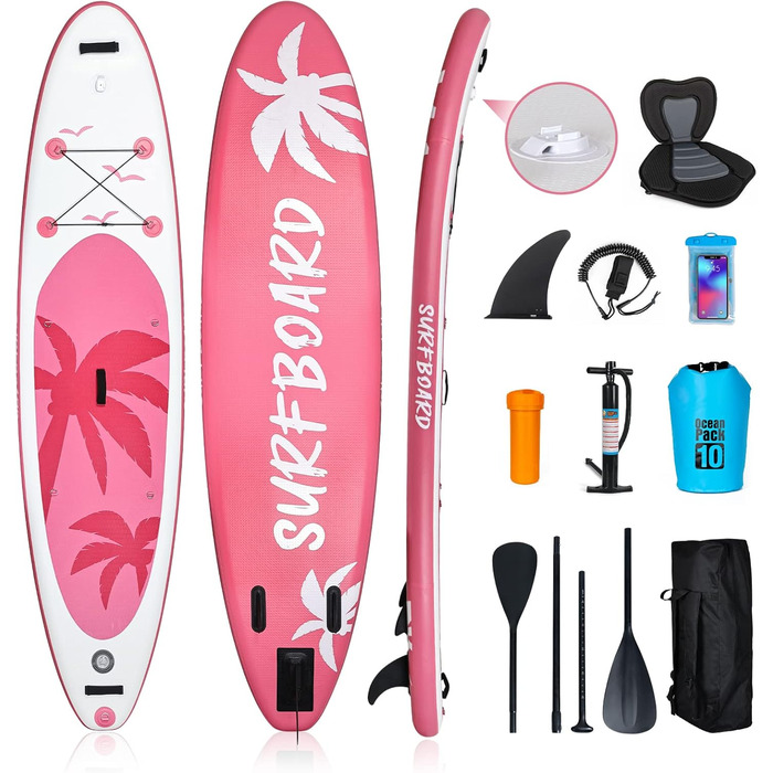 Надувна SUP-дошка YU YUSING 320/335x76x16,5 см з регульованим веслом, насосом, рюкзаком, страховочним шнуром, водонепроникною сумкою, для плавання стоячи, до 150 кг