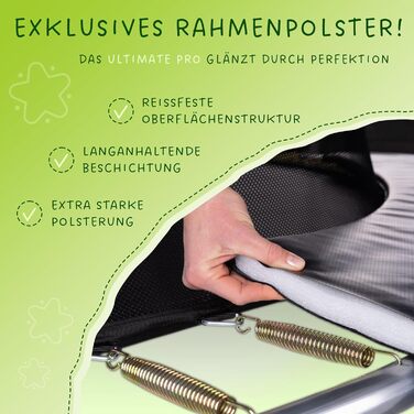 Кінь-стрибун KINETIC SPORTS Ultimate Pro Ø 244/305/366/427 см – сертифікат TÜV Rheinland GS, з драбиною, скловолоконна сітка, для саду, дизайн 