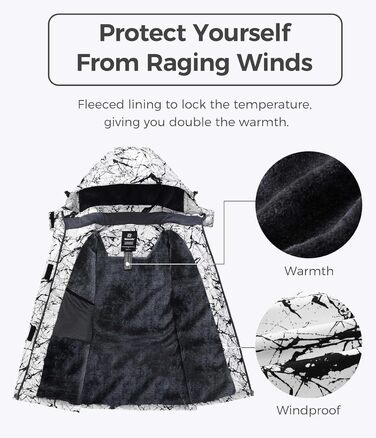 Жіноча гірськолижна куртка Wantdo, тепла флісова, водонепроникна, дихаюча, з капюшоном, вітрозахисна, для активного відпочинку, темно-бірюзовий (чорно-білий), XXL