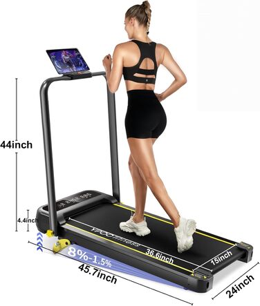 Ленковод YPOO для дому з нахилом, складаний, Walking Pad тихий 2.5HP, біговий тренажер для дому та офісу, максимальне навантаження 140 кг, Walkingpad з ручкою, бігова доріжка, пульт дистанційного керування та додаток