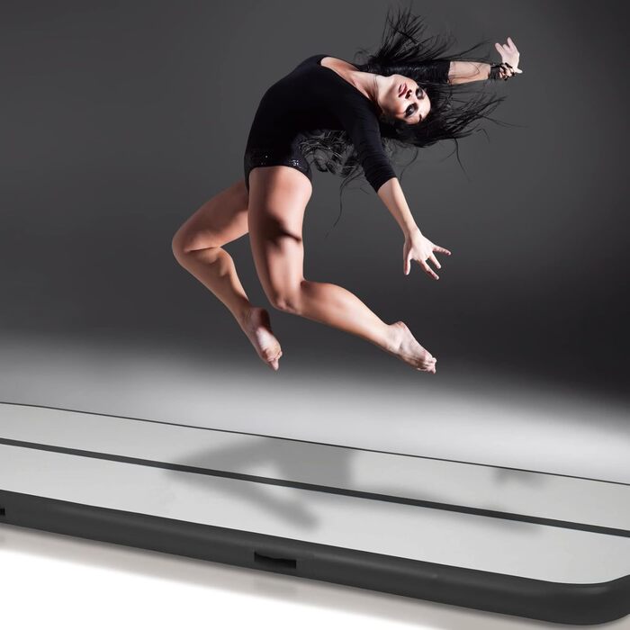 Гімнастичний надувний мат VENDOMNIA Airtrack 10/20 см, 100x100x10 см, з електричним насосом і сумкою, для тумблінгу, тренувань, фітнесу, йоги, синьо-сірий