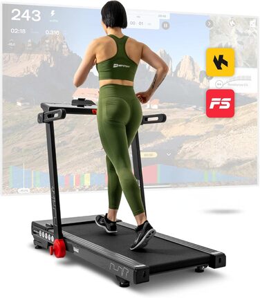 Бігова доріжка Hop-Sport Aspire HS-2500LB для дому, 3 к.с., 50x125 см, до 18 км/год, USB, Bluetooth, дисплей, навантаження до 150 кг, нахил до 15°