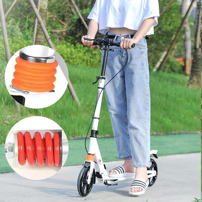 Самокат Vinnyooc Kickscooter складаний, з ручним гальмом, для дітей і дорослих, міський, колеса 200 мм, регульована висота