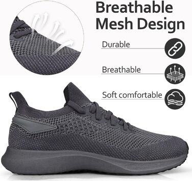 Чоловічі кросівки для занять спортом та бігу. Легкі, дихаючі, модель Slip-on. Колір: темно-сірий, розмір: 40 EU