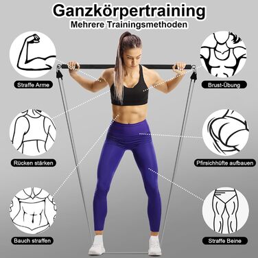 Набір фітнес-гумок для пілатесу M MOACC з 5 рівнями опору (10/20/30/40/50lbs), регульований та знімний
