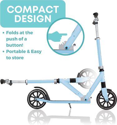Дитячий самокат Globber NL 205 Folding з передньою підвіскою, складний, пастельно-блакитний