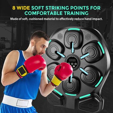 Музичний бокс-машина для фітнесу: 9 режимів, 8 м'яких точок удару, з рукавичками, для дітей та дорослих, монтаж без свердління