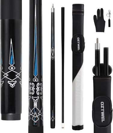 Професійний більярдний кий з чохлом, комбінований набір, 12.5 мм, для чоловіків та дорослих, чорний, 147.3 см