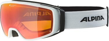 Гірськолижна маска ALPINA Double Jack PLNT Q-Lite біла матова, з дзеркальною лінзою та 100% UV-захистом, OTG (для окулярів), універсальний розмір