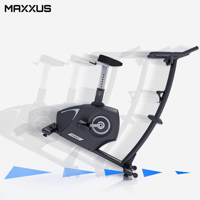 Велотренажер MAXXUS 4.2 з магнітною системою гальмування, 160 кг, 12 програм, 16 рівнів навантаження, 9 кг маховик, LCD-дисплей, Bluetooth, домашній фітнес-велосипед