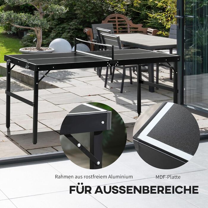 Стіл для пінг-понгу SPORTNOW Mini розкладний, з сіткою, для дому, чорний, алюміній