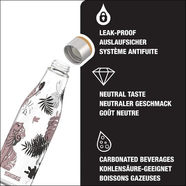 Скляна пляшка для води SIGG Metis Sumatra 0.6 л, термостійка, без пластику та BPA, герметична, колаборація One Tree Planted Tiger