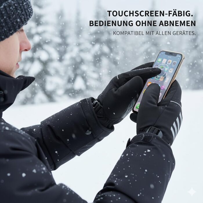 Обогревні рукавиці для жінок та чоловіків, 7.4V 3000mAh, 3 температурні режими, водонепроникні рукавиці з підтримкою сенсорного екрану для катання на лижах, мотоциклі, піших прогулянок, полювання, колір: чорний