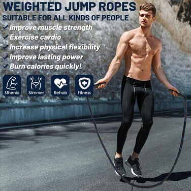 Скакалка IWTBNOA 1.2kg для фітнесу та тренувань, скакалка для схуднення для чоловіків та жінок