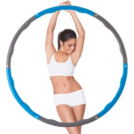 Ultrasport обруч Hula Hoop для тренування спини та пресу, 6 сегментів, м'який пінистий матеріал, зменшена кількість виступів, для початківців та досвідчених, синій/сірий