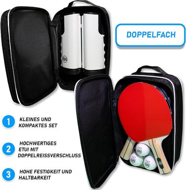 Набір для настільного тенісу NIRBUN з висувним сіткою, професійні ракетки, тенісні м'ячі 3 зірки, регульована сітка для будь-якого столу, портативний набір для 2 гравців