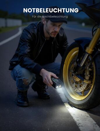 Електрична повітряна помпа Lamicall для велосипеда, авто, мотоцикла та м'ячів - 150PSI, з LED-ліхтариком (оновлена)