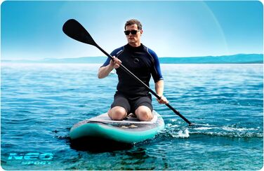 Надувний SUP Neo-Sport - комплект для сапбордингу з аксесуарами (насос, весло, страхувальний трос, рюкзак) - 320 см, Aquasurf 10.6, темно-синій та жовтий