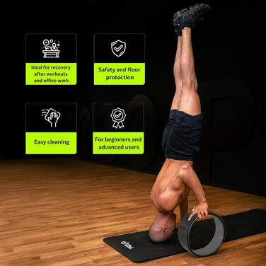 Йога-колесо Fizyo Ø 32 см – для розтяжки спини та полегшення болю – стабільне, неслизьке – для йоги, пілатесу, розтяжки та стретчингу, сіре