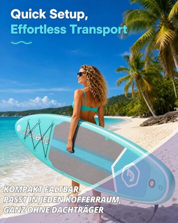 SUP дошка Premium Allround для початківців та досвідчених, з сидінням, до 200 кг, 320x81x15 см, м'ятно-бірюзово-біла + тримач для камери