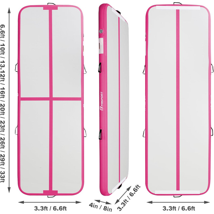 FBSPORT Airtrack Matte - килимок для гімнастики та йоги, 300x100x10 см, рожевий