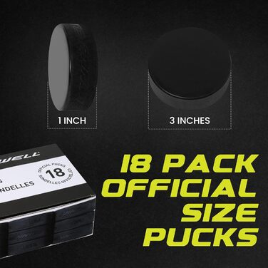 Ковзанкові шайби Winnwell, чорні, набір 18 шт., 170 г, офіційний розмір, для тренувань та відпрацювання навичок