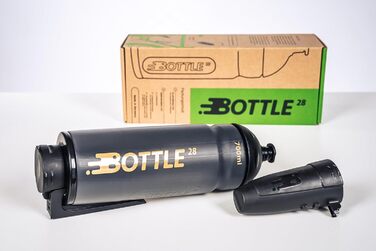 Велосипедна пляшка Bottle28 700 мл з магнітним тримачем і інтегрованим відсіком для інструментів, димчасто-чорна/зелена, вироблено в Німеччині