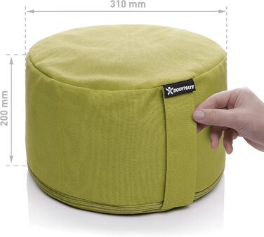 Подушка для йоги та медитації BODYMATE кругла 31 см, гречане лушпиння, бавовняний чохол (оливковий)