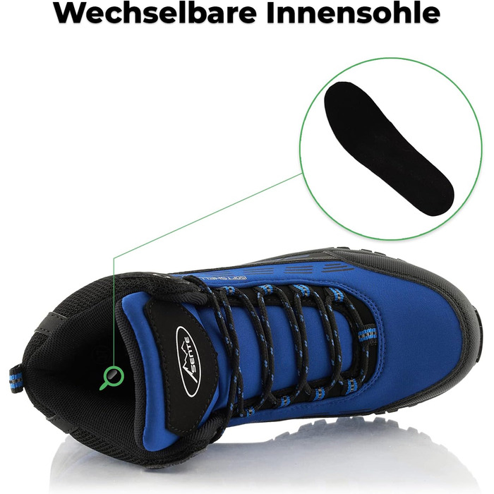 Черевики для ходьби жіночі та чоловічі, зимові, водонепроникні, 36 EU, синій, чорний