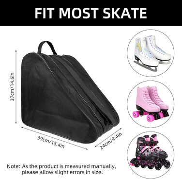 Сумка для роликових ковзанів для дітей, чорна. Зручні ручки та регульовані ремені. Ідеальна для хокею та фігурного катання.
