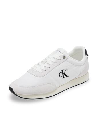 Чоловічі кросівки Calvin Klein Runner Retro Mix з логотипом, білі/чорні, розмір 43 EU