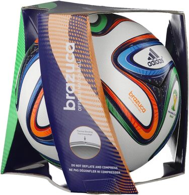 Офіційний футбольний м'яч adidas Brazuca, розмір 5, білий/синій/кольоровий