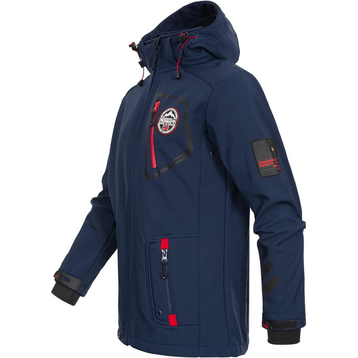 Чоловіча тактична куртка Geographical Norway Tacebook — водонепроникна вітрозахисна куртка з капюшоном для походів та активного відпочинку, темно-синя (M)