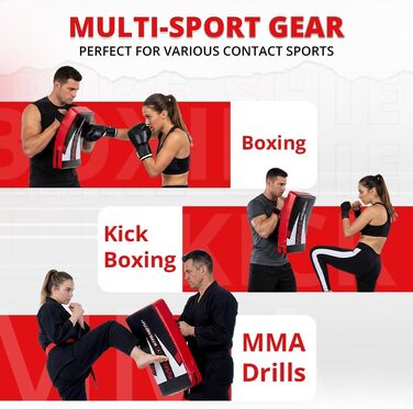 Боксерська лапа-щит Max Strength для MMA, Муай-Тай та єдиноборств, ударна подушка для відпрацювання хуків та джебів, товщина 8.3 см (Чорний/Червоний, 1 шт)
