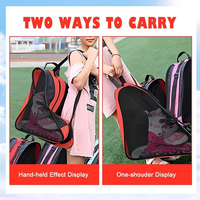 Сумка для ковзанів Tasche - для хокею, фігурного катання, лиж, червона, з регульованим ременем